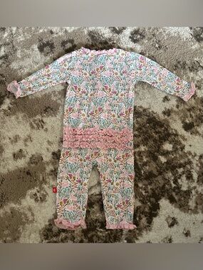 Magnetic Me Pink Floral Ruffle One-Piece Footie
